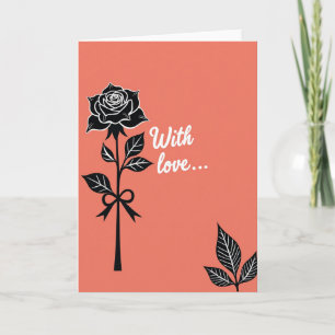 Rose noire avec carte d'amour