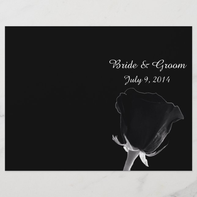 Rose Noire Folded Wedding Program (Front)