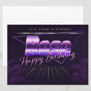 Rose Nom Prénom lila retro Carte