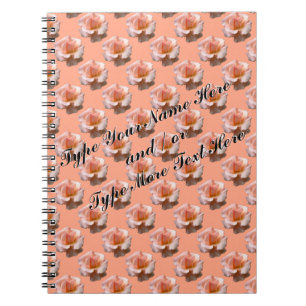 Rose Notebook Personalize Romantic Peach Rose Book