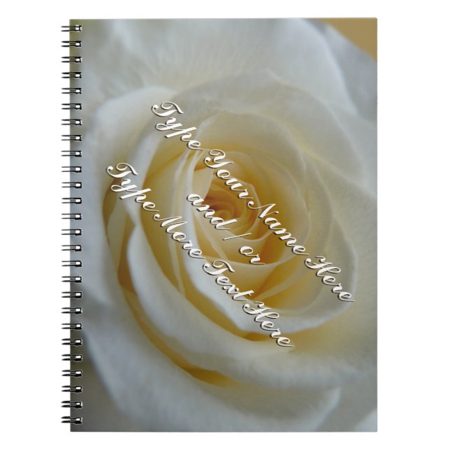 Rose Notebook Personalize Romantic White Rose Book (Front)