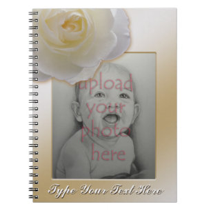 Rose Notebook Personalize Romantic White Rose Book