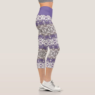 rose of blue capri leggings