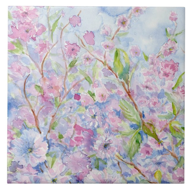 Rose of Sharon Decorative Accent Tile (Front)