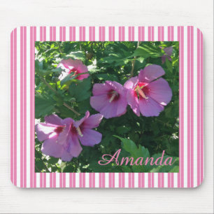 Rose of Sharon Striped Mouse Pad