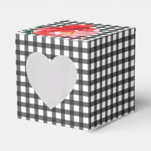 Rose on Black and White Gingham 2" Favor Box