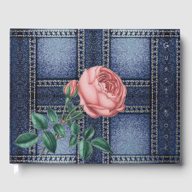 Rose on Denim Guest Book (Front)