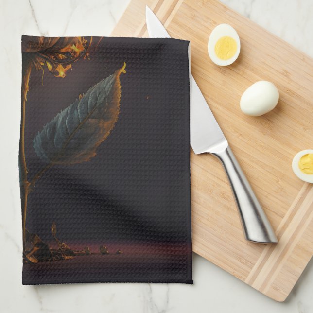 rose on fire kitchen towel (Quarter Fold)