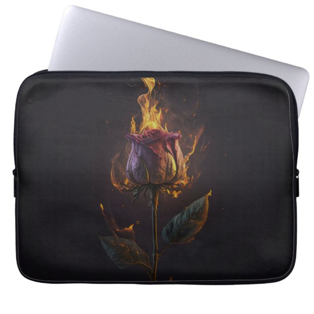 rose on fire laptop sleeve (Front)
