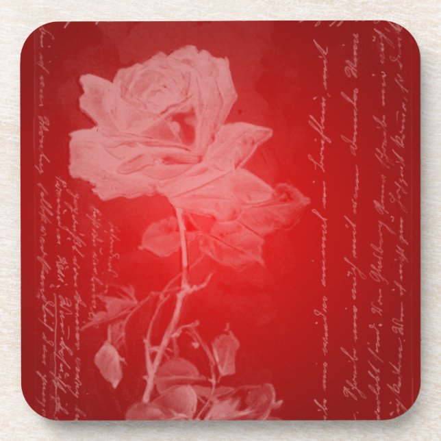 Rose on Red Valentine Coaster (Front)