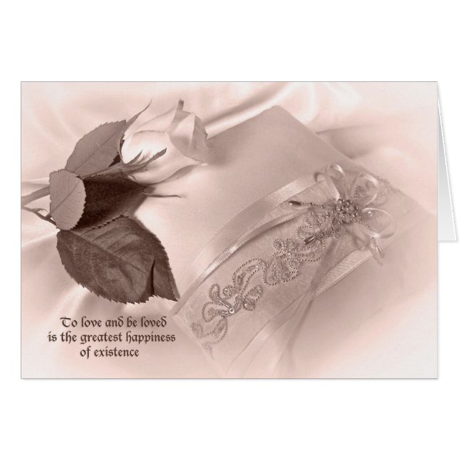rose on satin wedding pillow (Front Horizontal)