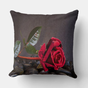 Rose On The Rocks Throw Pillow