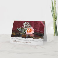 Rose On Violin Sympathy Card