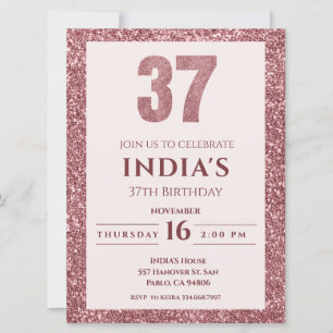 rose or 37ème anniversaire invitation