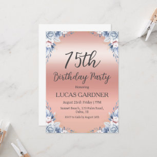 Rose or 75e anniversaire invitations