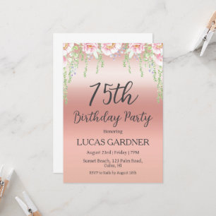 Rose or 75e anniversaire invitations