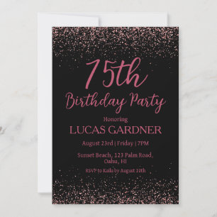 Rose or 75e anniversaire invitations