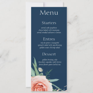 Rose or & bleu marine set 18 Carte de menu