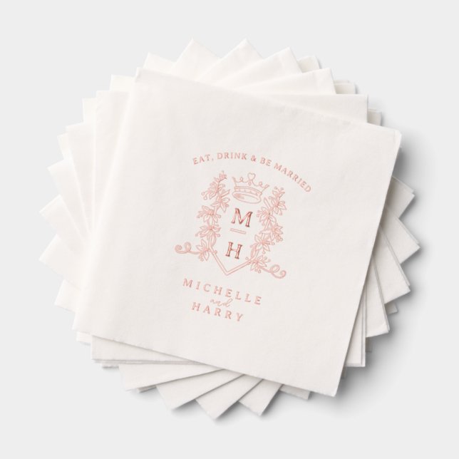 Rose or coeur couronne mariage monogramme personna (Insitu (empilé))