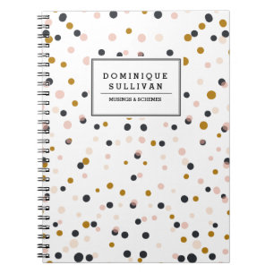 Rose, or et carnet personnalisé par confettis