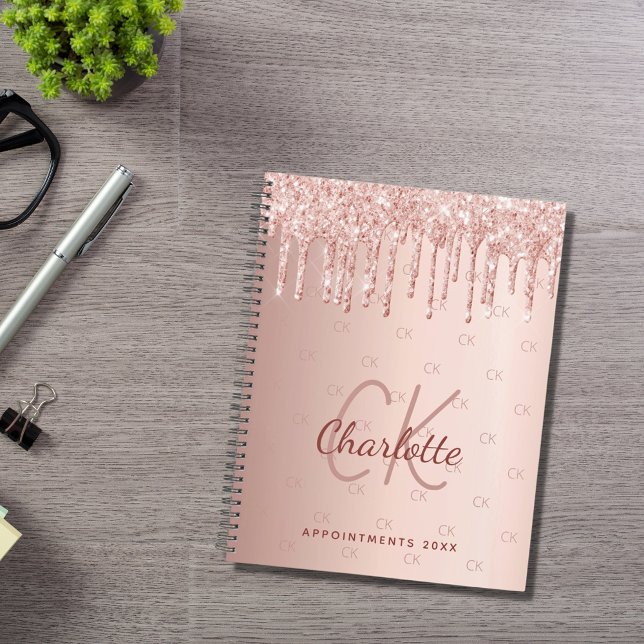Rose or gouttes de monogramme script 2025 (Créateur téléchargé)