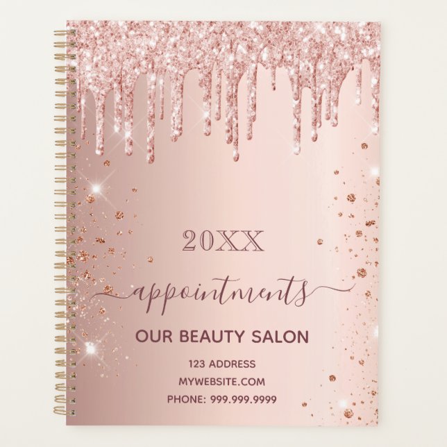Rose or parties scintillant gouttes de salon nomin (Devant)