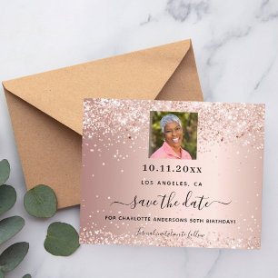 Rose or photo anniversaire enregistrer la carte da
