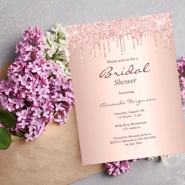 Rose or rose gouttes nuptiale invitation douche (Créateur téléchargé)