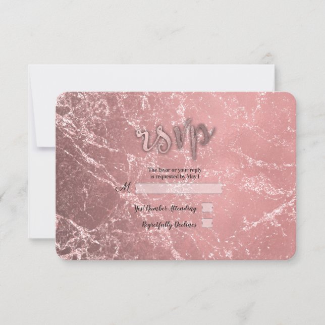 Rose or rose moderne en verre marbre RSVP Réponse (Devant)