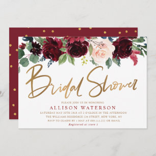 Rose or script burgundy nuptiale invitation