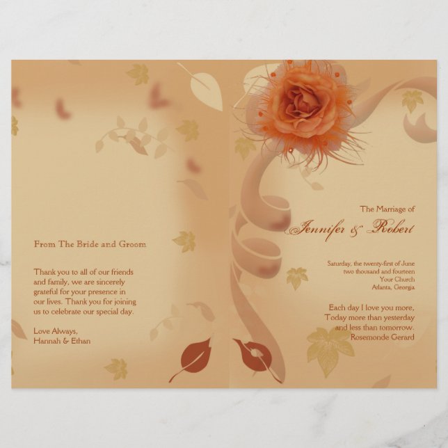Rose orange dans le programme Mariage de automne (Devant)