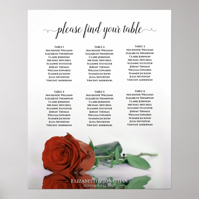 Rose orange rouille 6 Mariage de table Tableau de  (Devant)