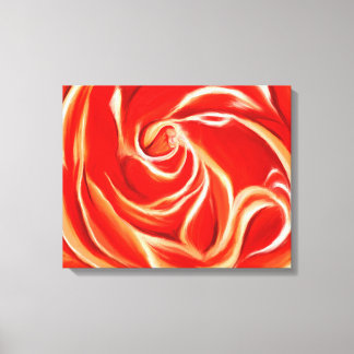 Rose orange sur toile enveloppée