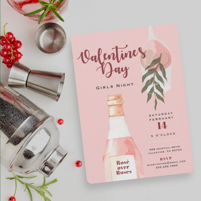 Rosé over Roses Valentine's Day Party Invitation (Creator Uploaded)