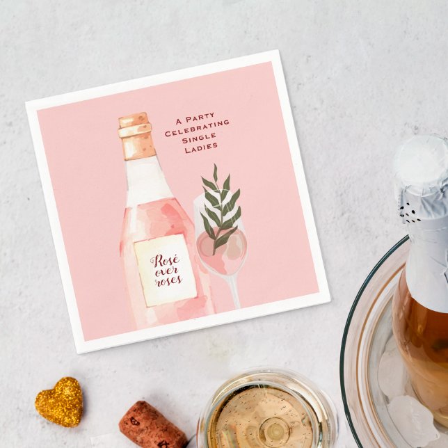 Rosé over Roses Valentine's Day Party Pink Napkin (Creator Uploaded)