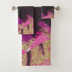 Rose Pailleté Or Noir Brosse Moderne Glam Grunge