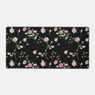 Rose Pâle Aquarelle Floral Noir