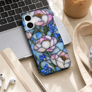 Rose Pâle Bleu Verre Cathédrale Floral Style Jardi