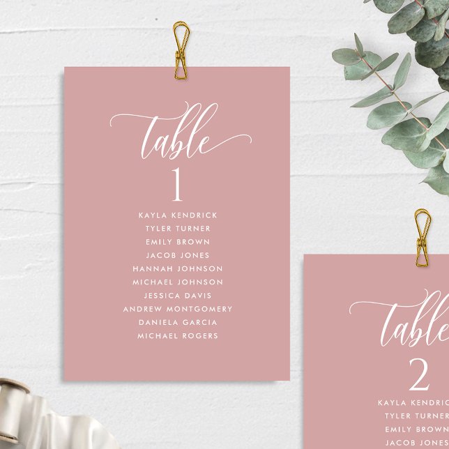 Rose Pâle, Cartes de Plan de Table avec Noms des I (Créateur téléchargé)