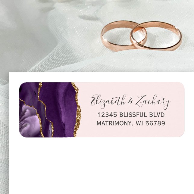Rose Pâle Élégant Adresse de Retour de Mariage en  (Créateur téléchargé)