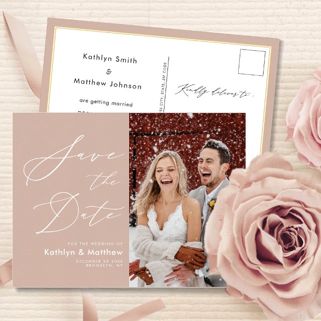 Rose Pâle Élégant Faire-Part de Mariage Écriture S (Créateur téléchargé)