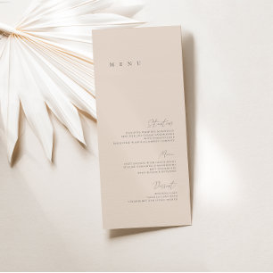 Rose Pâle Élégant Menu Plat de Mariage Minimaliste