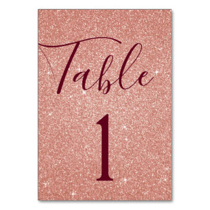 Rose pâle - Rose Gold Sparkle Numéro de table