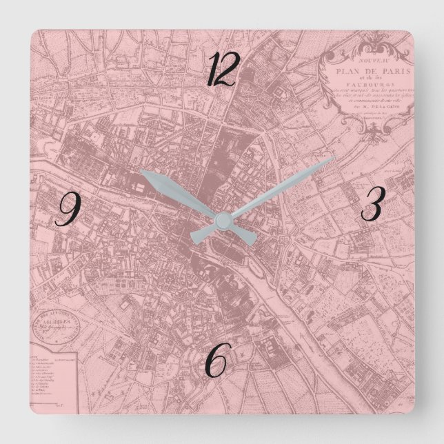 Rose Paris Square Wall Clock (Front)
