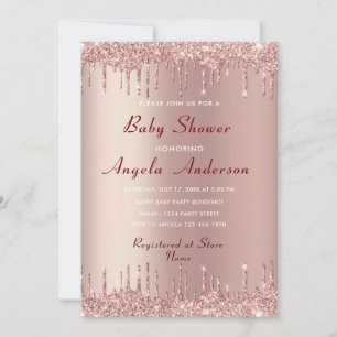 Rose Parties scintillant or Baby shower Invitation