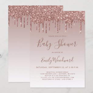 Rose Parties scintillant or Invitation Baby shower