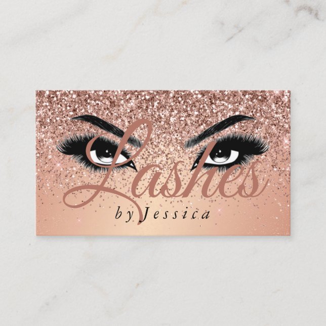 Rose Parties scintillant or -Look Lashes Carte de  (Devant)