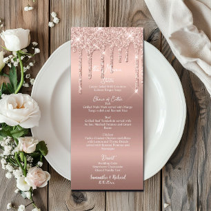 Rose Parties scintillant or Metallic 4x9" menu Mar