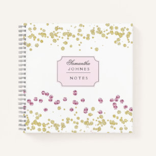 Rose Parties scintillant or Monogramme Carnet spir
