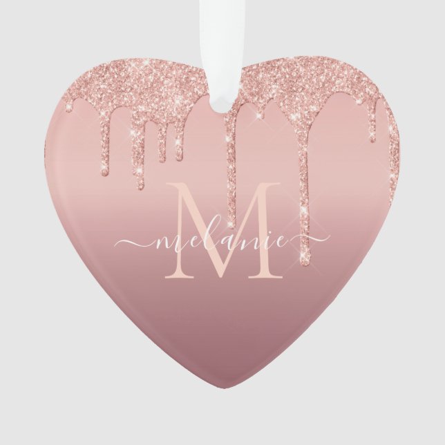 Rose Parties scintillant or ornement de Noël perso (devant)